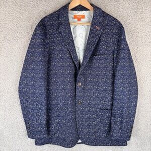 Tallia‎ Sport Coat Blazer Mens Large Navy Floral Performance Stretch Jacket
